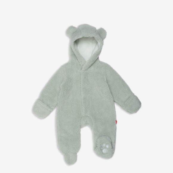 Magnetic Me - Fleece Bear Footie in Sage - Picture 1 of 4